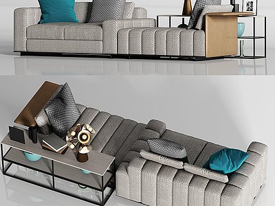 布艺多人沙发枕头组合模型3d模型