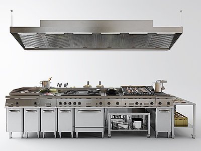 3d现代不锈钢厨具模型