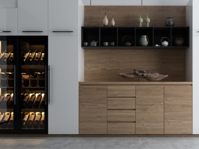 3d新中式厨房壁柜模型