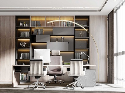 3d办公室书房模型