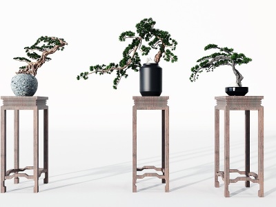 3d新中式松树花架模型