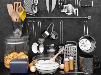 3d现代厨房器具餐具模型