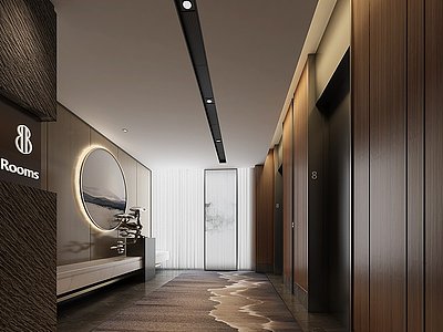3d现代<font class='myIsRed'>精品</font>酒店电梯前室模型