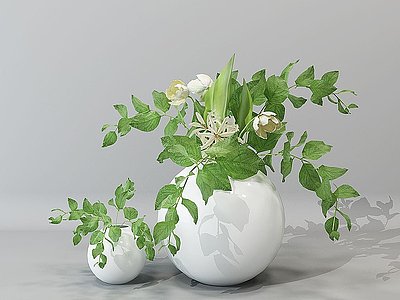 3d现代盆栽植物花瓶模型
