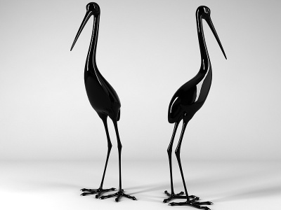 3d丹顶鹤雕塑摆件模型