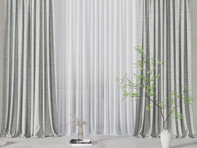 现代窗帘挂帘模型