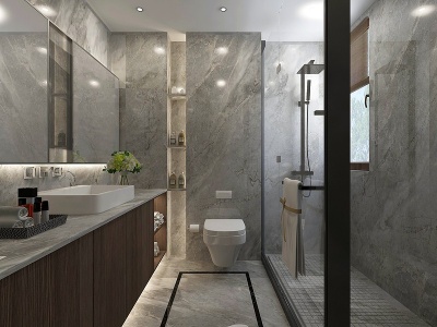 3d新中式卫生间浴柜墙排模型