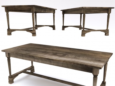 新中式旧木餐桌模型3d模型