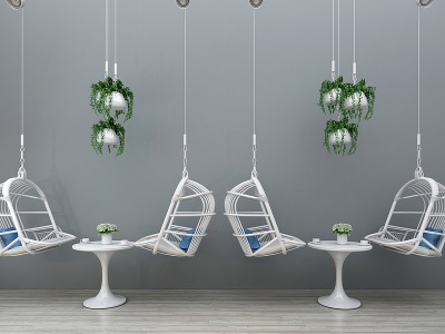 3d现代休闲吊椅茶几模型