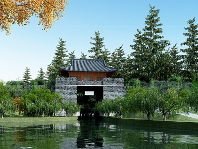中式城门模型3d模型