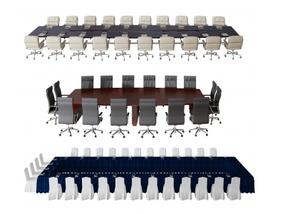 3d现代会议桌椅组合模型