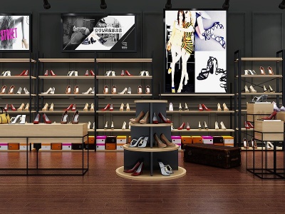 3d现代鞋架高跟鞋展示架中岛模型