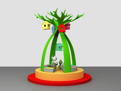 3d现代造型树许愿树模型