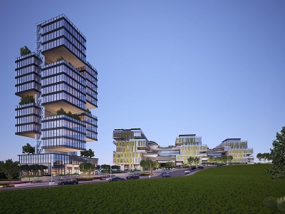 3d现代高层办公楼商业综合体模型
