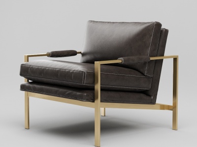 3d现代休闲沙发单椅茶几模型