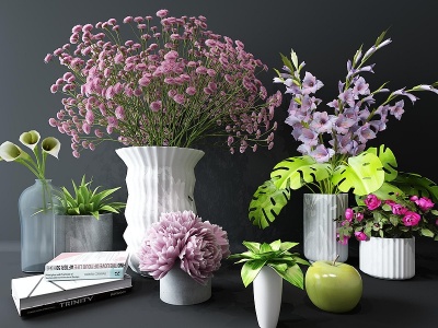 3d北欧摆件植物花卉插花模型