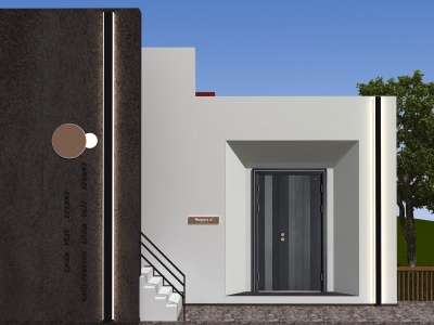 3d现代风格别墅入口外立面模型