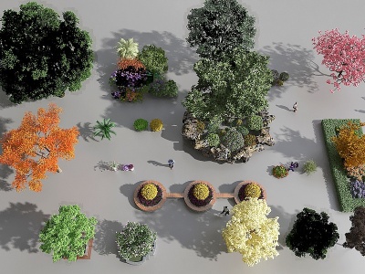 3d现代植物景观组合模型