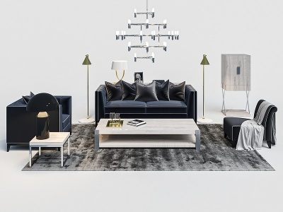 3d现代沙发茶几组合模型