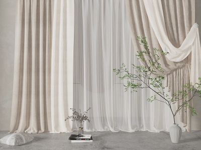 3d现代窗帘挂帘模型