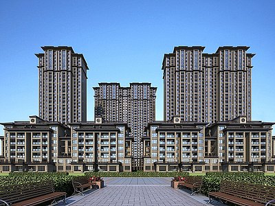 3d新中式住宅洋房模型