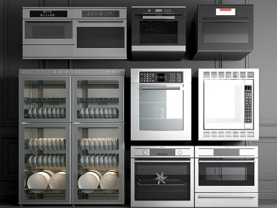3d现代消毒柜洗碗机烤箱模型