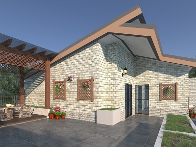 3d现代屋顶花园模型