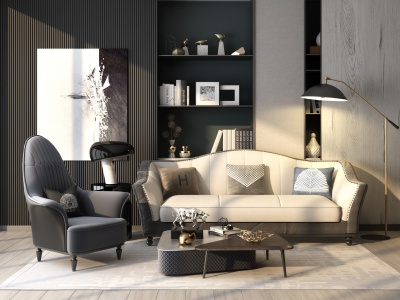 欧式轻奢沙发组合模型3d模型
