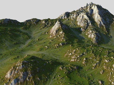 3d现代草山山脉模型