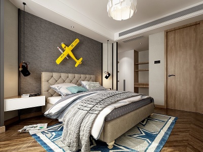 3d现代北欧卧室模型