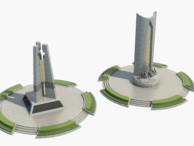 3d现代风格民族英雄纪念碑模型