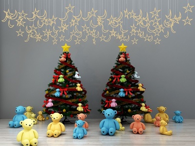 3d圣诞树装饰小熊玩具装饰模型
