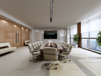 现代会议室桌椅组合模型3d模型