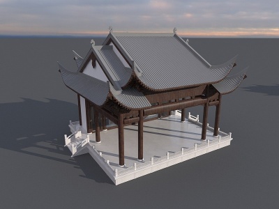 中式古戏楼模型3d模型