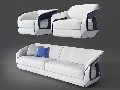 3d法国现代后现代多人沙发模型