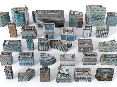 3d现代建筑群写字楼商业楼模型