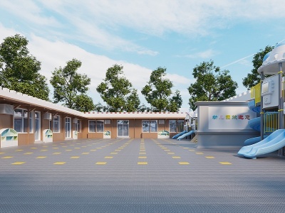 现代幼儿园操场模型3d模型