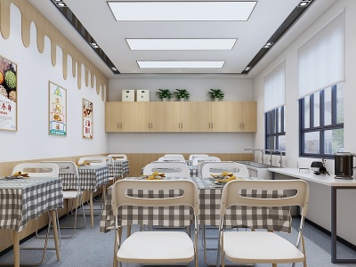 现代教师食堂模型3d模型