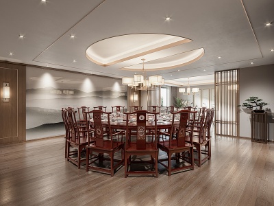 3d新中式餐厅包厢模型
