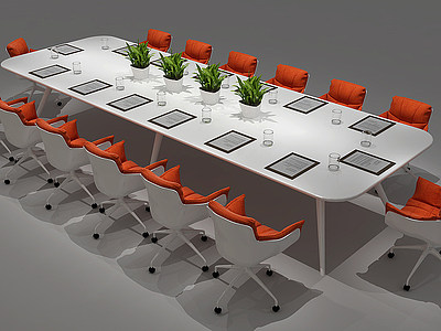 现代会议桌休闲桌办公桌模型