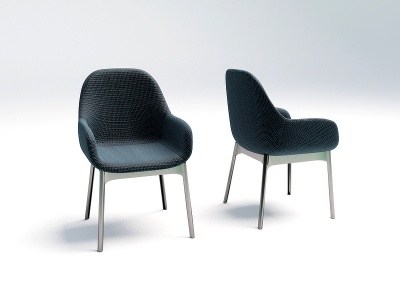 现代椅子布艺餐椅休闲椅模型