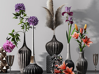 现代装饰植物花瓶摆件模型3d模型