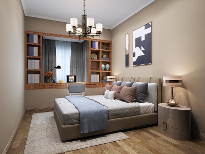 现代新中式卧室床电视柜模型3d模型