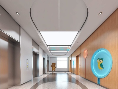 3d儿童医院<font class='myIsRed'>电梯</font>间走廊模型