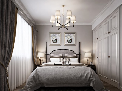 美式卧室双人床模型3d模型
