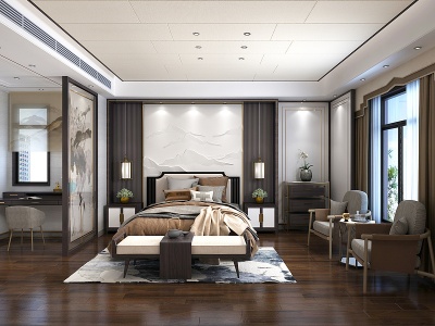 新中式现代卧室模型3d模型