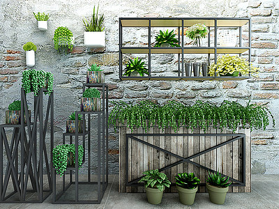 植物花架绿植钢架阳台植物模型3d模型