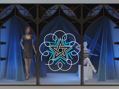 现代女装专卖店橱窗模型3d模型