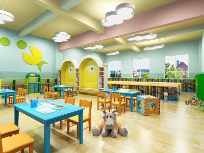 现代幼儿园教室模型