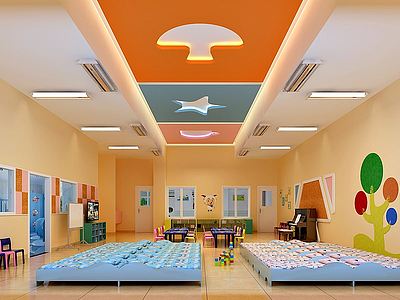 3d现代幼儿园课室模型
